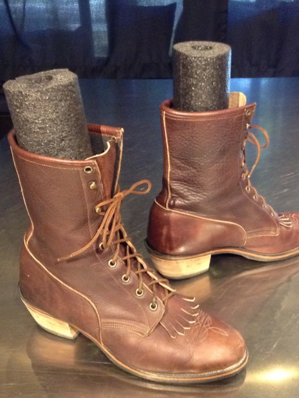 VTG Laredo Roper Boots Men's 11B Brown Leather Lace Up Kiltie Biltrite Soles USA